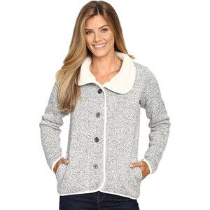 COLUMBIA Women's Gray Cream Darling Days Fleece Button Up Sweater Jacket Small